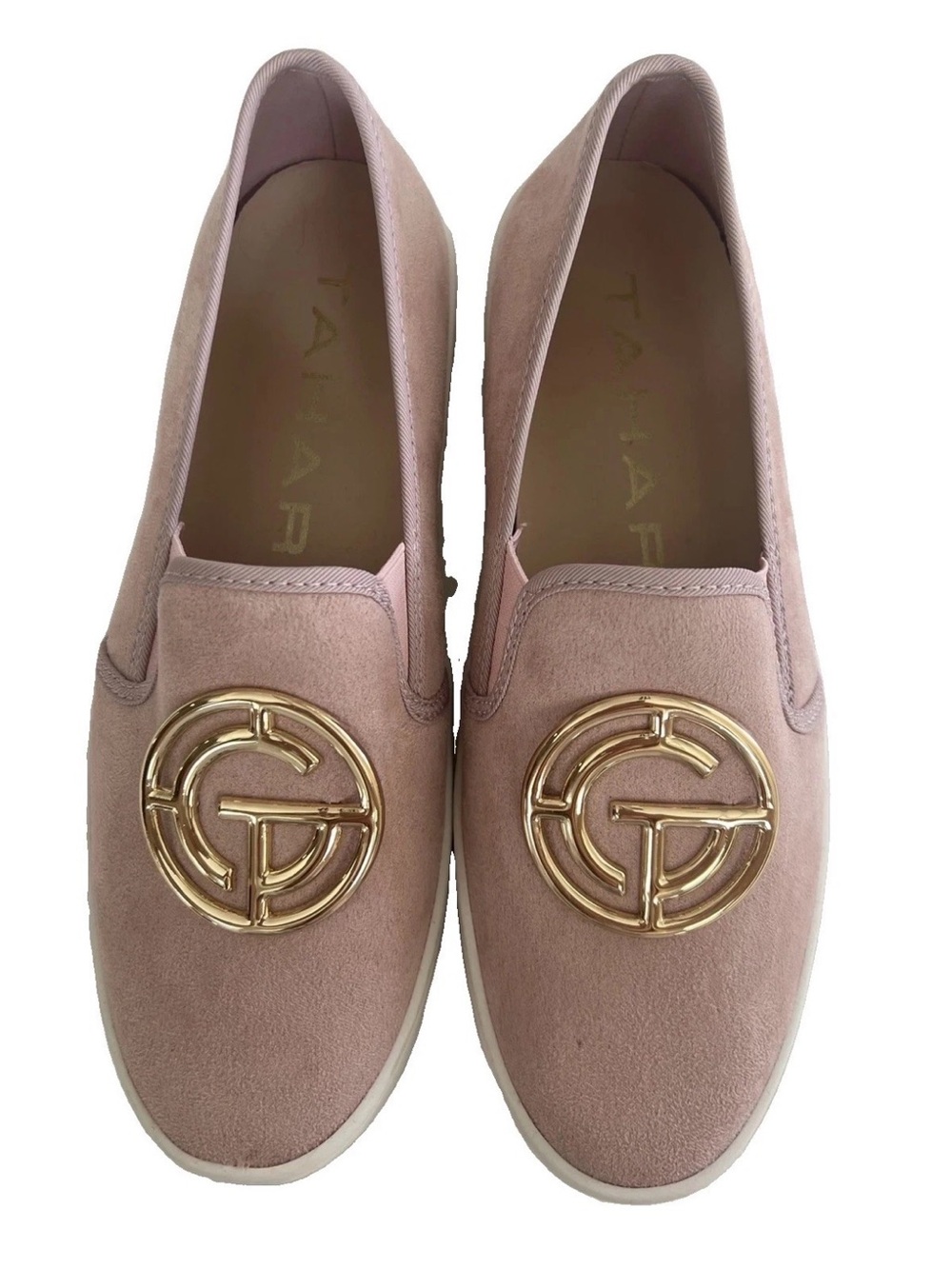 NWOB Tahari Pink Gold Aubryn Slip On Sneaker Women Size 8 Medium Shoes Adorable